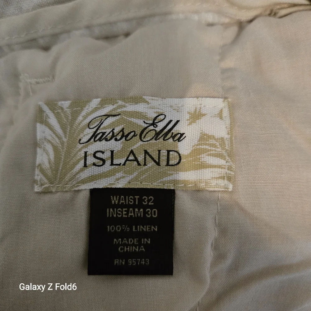Tasso Elba Island Men 100% LINEN Pants 32x30 Beige Resort Casual Summer Trousers